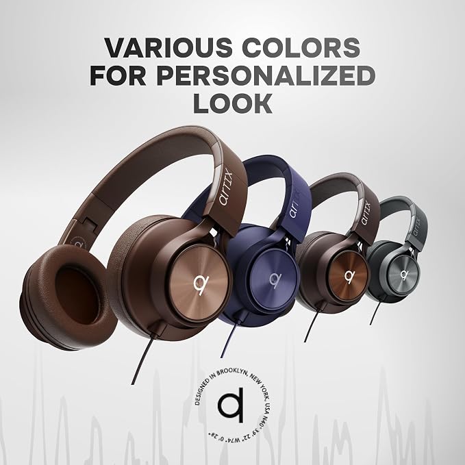 Artix CL750 Adults & Kids Headphones with Cord - Plug-In Over Ear Headphones Wired with Mic and Volume Control, Corded Head phones for Laptop, Computer, Chromebook, Tablet & Smartphone with 3.5mm Jack