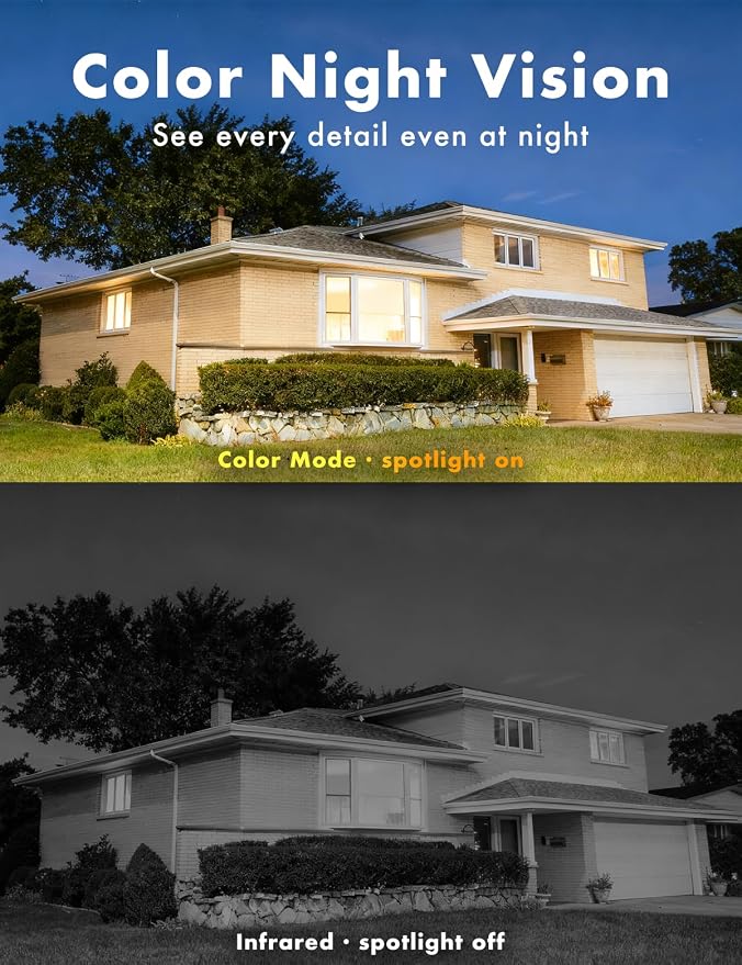 Solar Security Cameras Wireless Outdoor,AI Motion Detection, Color Night Vision 2K/3MP Battery Powered Camera with Integrated Solar Panel, 2-Way Audio, IP65 Waterproof,2 Packs.