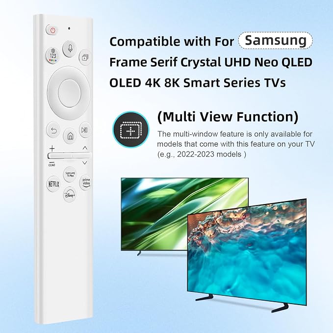 BN59-01391A Solar Frame TV Remote Replacement for Samsung Smart TV with Voice Bluetooth Rechargeable Solar Cell, Compatible with Samsung 2020 to 2025 Neo LED 4K Ultra HD TV Samsung Frame Remote