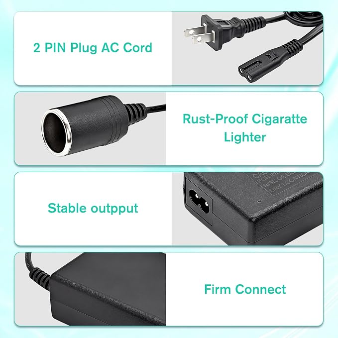 12V Adapter for Igloo Iceless Kool Mate Cool Chill Thermoelectric Coolers | Replacement Converter Supply Charger Cord for Igloo Iceless Thermoelectric Coolers PSU