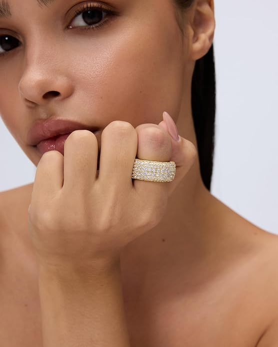 PAVOI 14K Gold Plated Pave Smart Ring Cover Compatible with Oura Ring Gen 4
