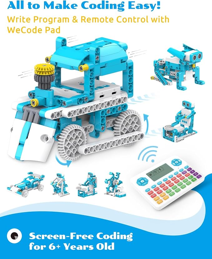 WhalesBot D3 Pro 12-in-1 STEM Wecode Pad Coding Robot Kit for Kids, 388-Piece Educational Building Set with Interactive Storytelling, Ideal Toy for Boys & Girls Ages 6-8