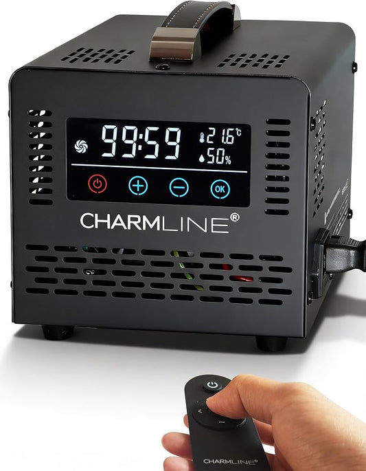 Charmline 60,000 mg/h Smart Ozone Generator with Remote Control, High Capacity O3 Commercial Ozone Machine, Odor Eliminator for Smoke, Pet Smells, Cars, Rooms & Basements, Black