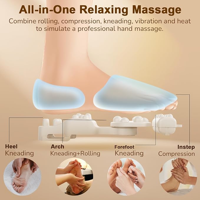Foot Massager with Heat & Compression for Neuropathy and Tired Feet | Removable liners for easy cleaning, Thoughtful Gift for Family, Friends & Loved Ones