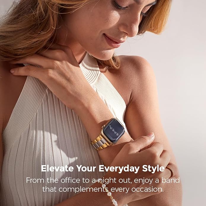 My Pretty Strap - Compatible Apple Watch Band Strap, Stainless Steel Fashion iWatch Replacement Strap- Easy Resizing, No Tool Needed, Fits Most Wrists- Series 1-11, SE and Ultra