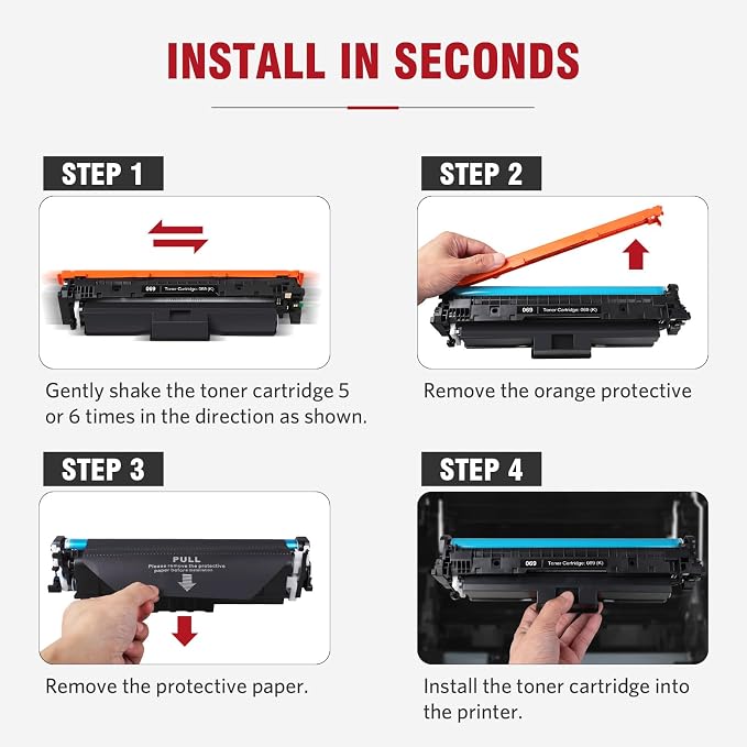 ALLWORK 069 Toner Cartridge (with Chip) Compatible Replacement for Canon 069 069 H Works for Canon Color ImageCLASS MF753Cdw MF751Cdw LBP674Cdw LBP674C MF750C LBP674C Series Printer 4 Pack Color