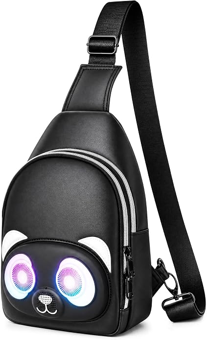 Portable Bluetooth Speaker Bag with Music-Sync LED Lights, Lightweight WaterResistant Crossbody Sling Bag for Men