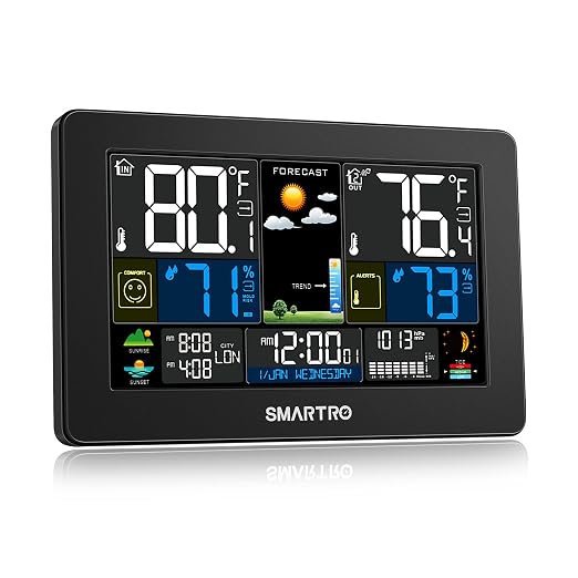 SMARTRO ST49 Instant Read Meat Thermometer Black and SC93 Weather Station Wireless Indoor Outdoor Thermometer Temperature Humidity Monitor