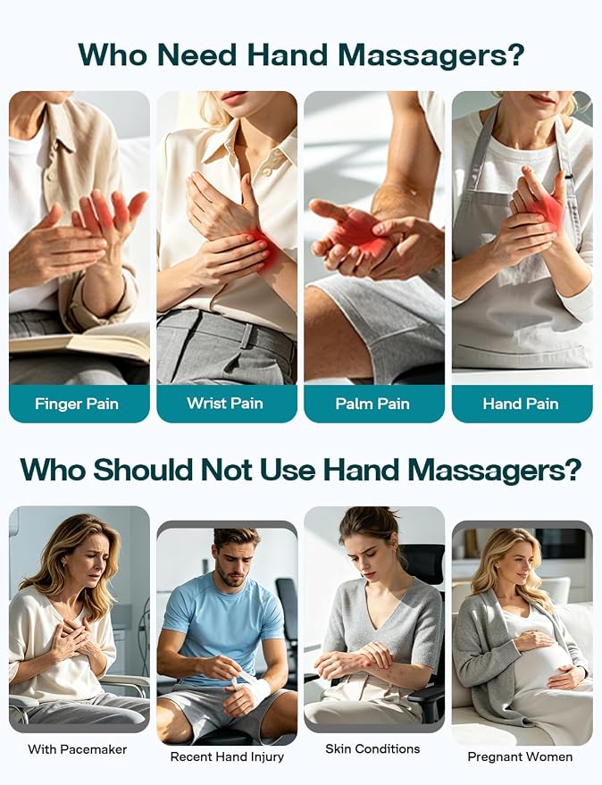 ALLJOY Hand Massager with Heat and Compression, 9 Modes 9 Intensities Hand Massager for Arthritis and Carpal Tunnel Pain Relief, Wrist Kneading Carpal Tunnel Massager,Birthday Gifts for Men Women
