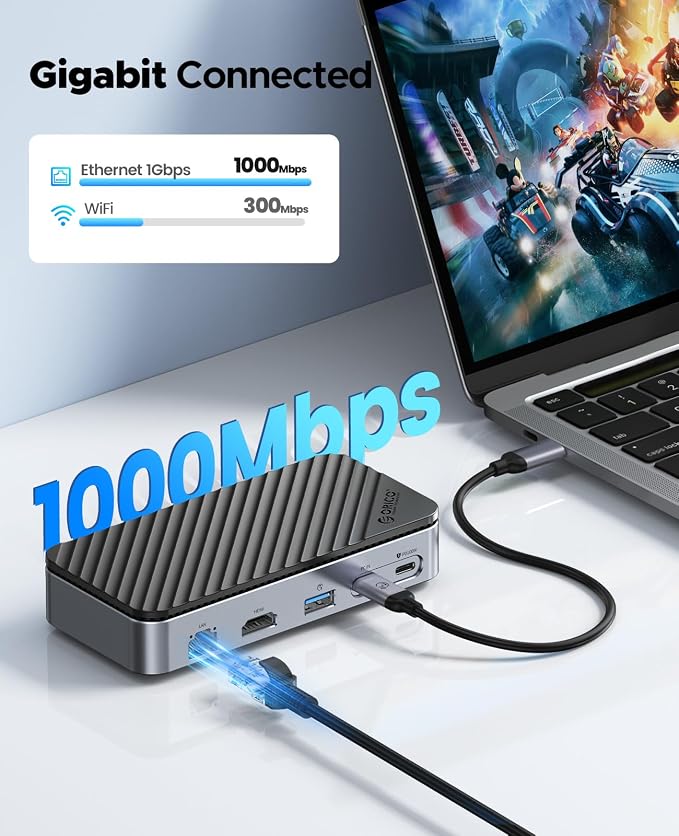 ORICO 10-in-1 USB C HUB with SSD Enclosure Built-in Cooling Fan with NVMe/SATA, HDMI 4K@60Hz,10Gbps/5Gbps USBA/C, Gigabit Ethernet, SD/TF 3.0 Ports, Compatible with Windows/Mac/Dell/HP