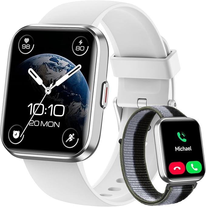 Smart Watches for Women Men, for Android & iPhone, Alexa Built-in, 1.8" Touch Screen Smartwatch with Heart Rate/SpO2/Sleep/Stress Monitor , IP68 Waterproof Fitness Tracker, 101+ Sports Modes, 2 Bands