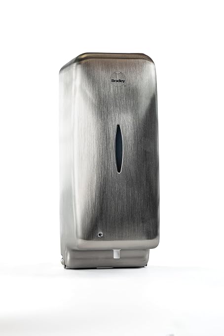 Bradley Diplomat Automatic Touchless Foam Soap/Sanitizer Dispenser for Commercial Restroom, Surface-Mounted, 27 oz Vertical Tank, ADA Compliant, Brushed Stainless Steel, Satin Finish, 6A01-11