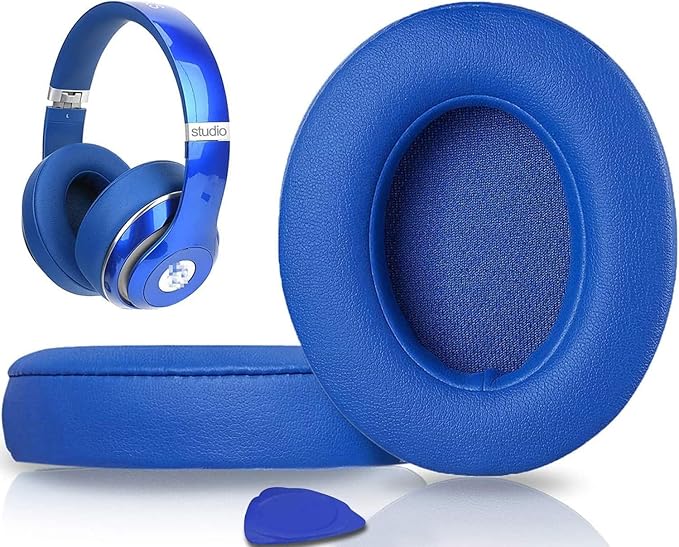 SoloWIT Replacement Ear Pads Cushions for Beats Studio 2 & Studio 3 Wired & Wireless Headphones, Earpads with Soft Protein Leather, Noise Isolation Memory Foam, Added Thickness - Blue