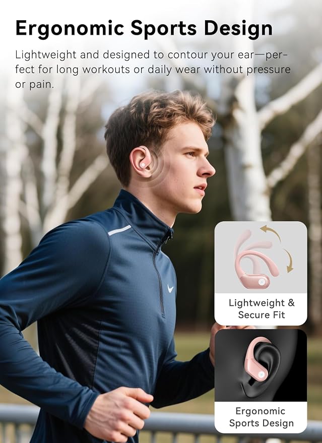 jaddsa Wireless Earbuds with ENC Noise Cancellation, Touch-Screen Control, IPX7 Waterproof, Deep Bass Stereo for Running – Rose Pink