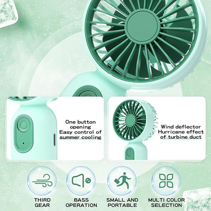 Rossesay 72 Pcs Mini Portable Fan Bulk Cute Handheld Lightweight Small Little Personal Hand Eyelash Fan 3 Speeds USB Rechargeable for Women Men Indoor Outdoor Makeup Travel (Green)