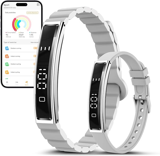 Smart Bracelet for Women Men, Health Activity Fitness Trackers, 24/7 Heart Rate & Sleep Tracker, HRV & Stress Monitor, Smart Wristband with 2 Bands for Calorie/Step Counter, Free APP for iOS & Android