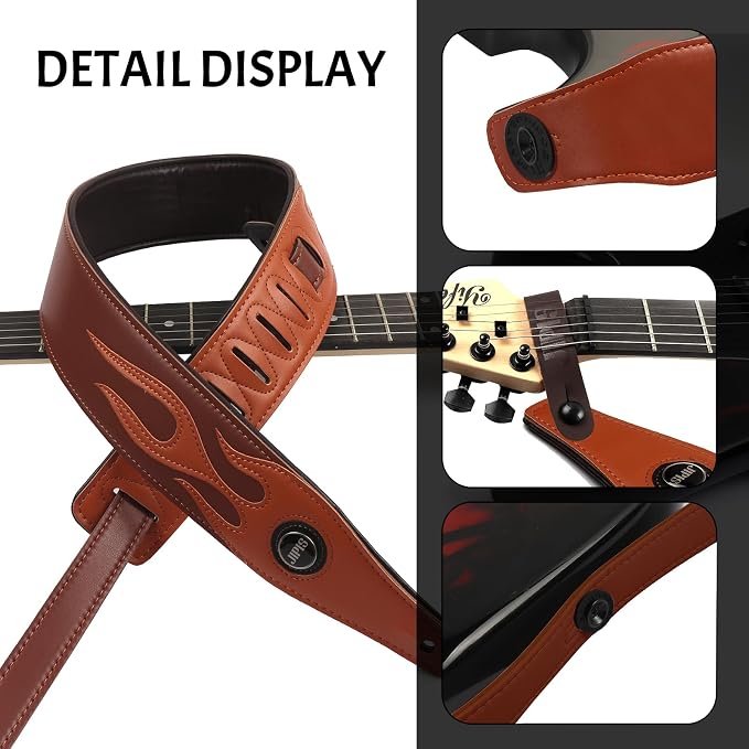 Handmade Retro Embossed Guitar Strap Super Soft Cowhide Leather Belt for Electric Acoustic Guitar Bass Guitarra Gig