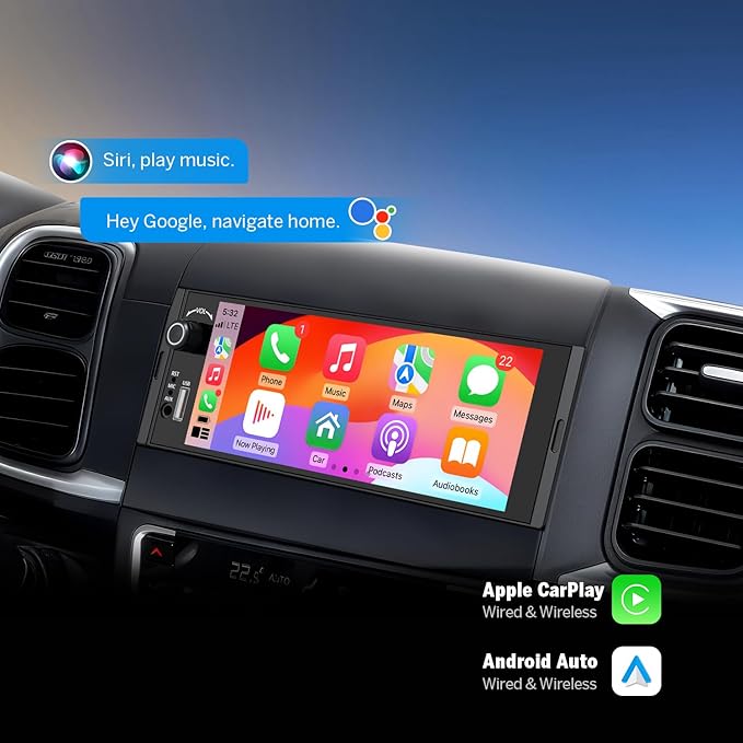 Eonon 6.36" Single DIN Car Stereo – Wireless CarPlay & Android Auto, IPS Touchscreen (1280x480), ST TDA7851 Amp, Backup Camera, Steering Control,Bluetooth 5.3-X3U