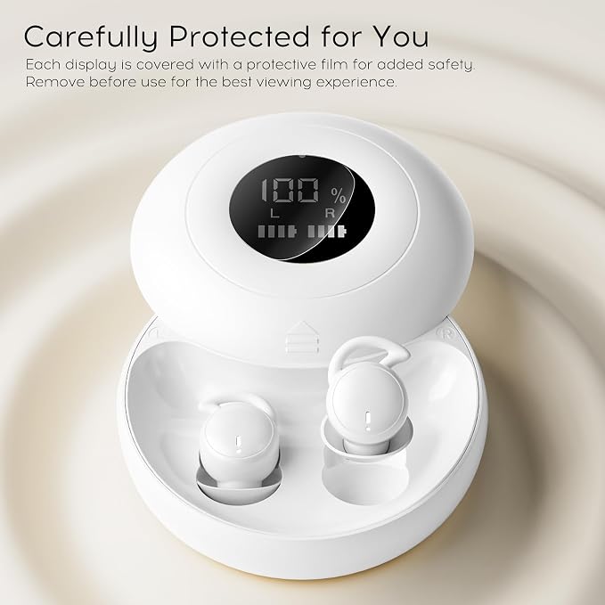Sleep Earbuds Bluetooth 6.0, Mini Invisible Silicone Sleep Earbuds for Side Sleepers, Noise Blocking Sleeping Headphones, Hidden Earbuds with LED Display for Small Ears, Sleep & Relax - White