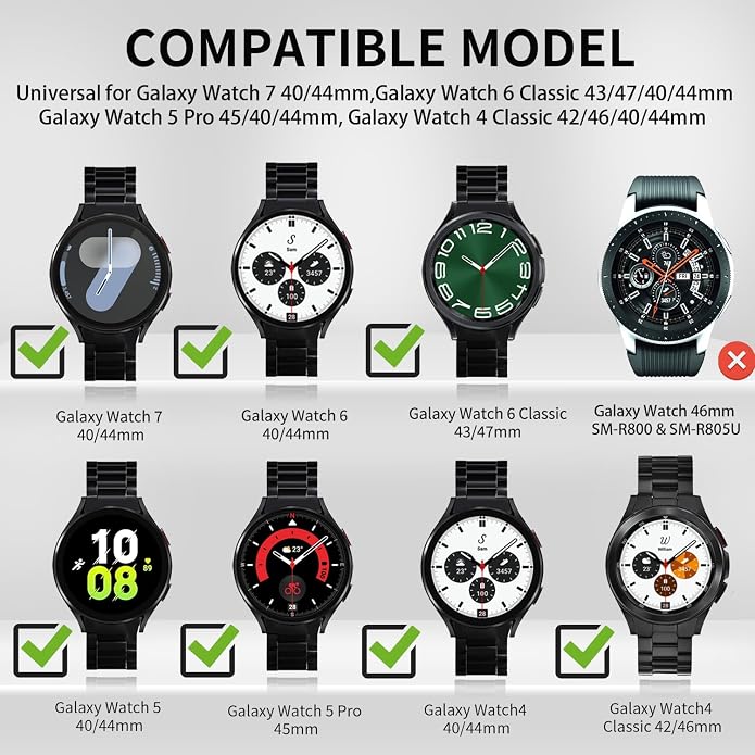 GOLDTOLUCK No Gap Stainless Steel Band Compatible with Samsung Galaxy Watch 8 7 6 5 4 Classic FE Pro Ultra 40mm 44mm 46mm 43mm 47mm 45mm 42mm Replacement Men Women Milanese Metal Elegant Casual