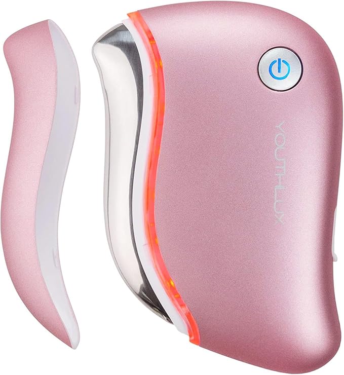 ProSculpt Heated Gua Sha Facial Massager – Electric Guasha Tool for Face Sculpting, Relaxation & Skincare | Soothing Vibration Facial Massage Tool with Contoured Design (Rose Gold)