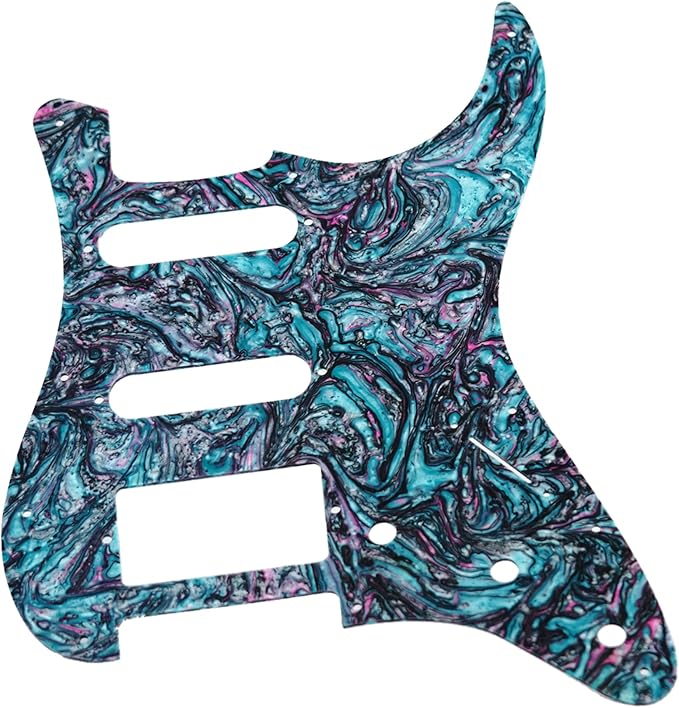 Guyker 11 Hole Guitar Pickguard, Resin Strat ST Style S/S/H Pick Guard Scratch Back Plate Cover for Electric Guitar Replacement Part, PG004 Green