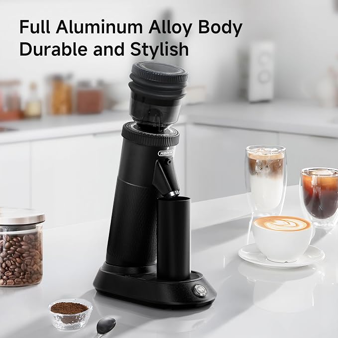 HIBREW G5 Coffee Grinder, Single Dose Burr Coffee Grinder, Electric Coffee Grinder with Magnetic Dosing Cup, Conical Coffee Bean Grinder with 36 Step Micro Grind Settings, Dual-Speed Adjustment, Black