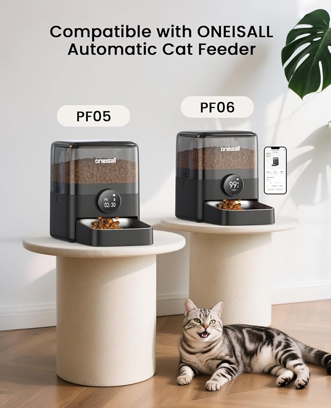 oneisall 5G WiFi Automatic Cat Feeder with 6 Packs Pet Dry Food Desiccant Bag