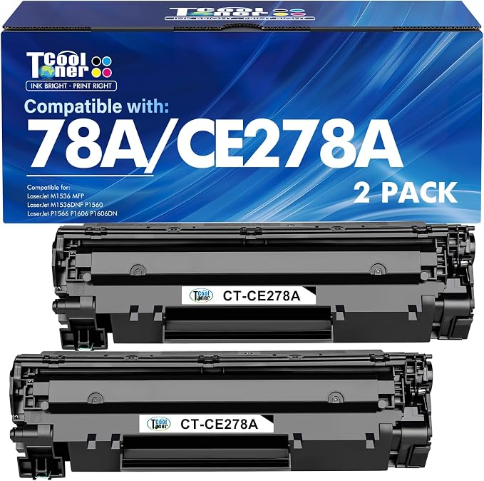 Cool Toner Compatible for HP 78A CE278A P1606DN Toner Cartridge for HP P1606dn P1606 M1536dnf P1566 HP Laserjet Pro P1606dn P1606 M1536dnf HP Laserjet 78A Ink Toner Cartridge Printer (Black,2 Pack)