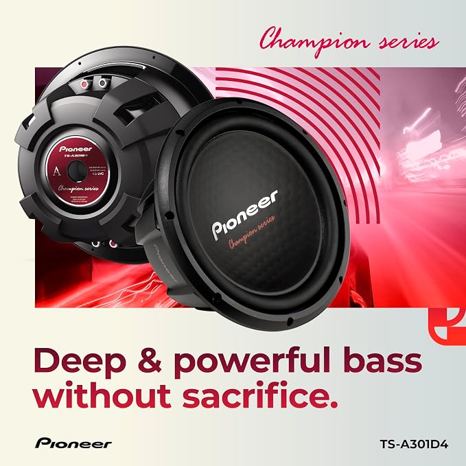 PIONEER TS-A301D4 - Powerful 12-inch Subwoofer, 1600 Watts Peak Power, Dual 4 Ohm Voice Coil for Powerful Bass