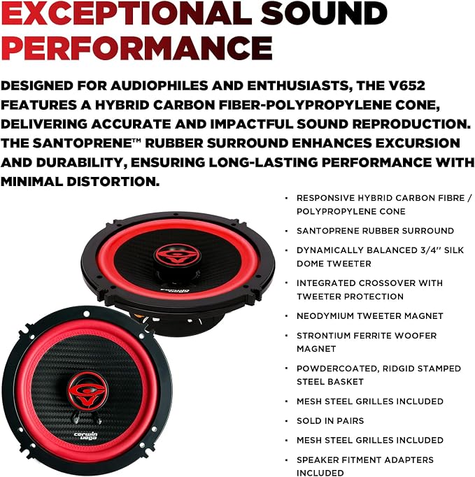 CERWIN-VEGA! V652 Vega 2-Way 6.5 Inch 360 Watts 2 Ohm Coaxial Full Range Speakers