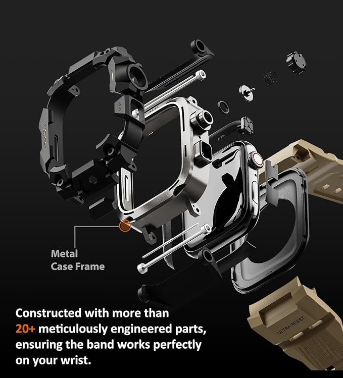 ULTIMAL Rugged Case with Band for Apple Watch Band 45mm,Compatible with Apple Watch Series 9/8/7 45mm,Military Grade Shockproof Bumper Cover for iWatch Tactical Band Men (45mm,Desert Yellow)