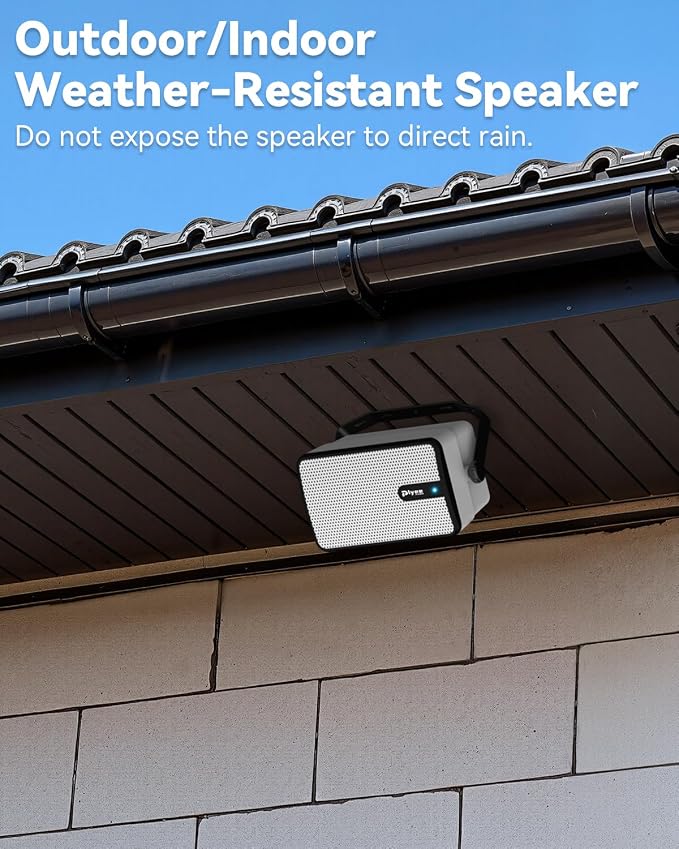 250W Outdoor Bluetooth Speakers, Wireless Sync Between Speakers, AC Powered, Powerful Bass, Wall Mount for Patio, Porch, Gazebo, Garage, 2-Pack, White(MZ-632)