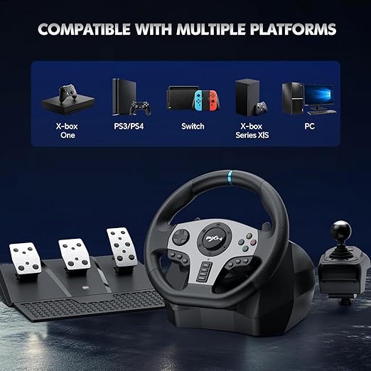 PXN Racing Wheel - Steering Wheel V9 Driving Wheel 270°/ 900° Degree Vibration Gaming Steering Wheel with Shifter and Pedal for PS4, PC, PS3, Xbox Series X|S, Xbox One(V9)