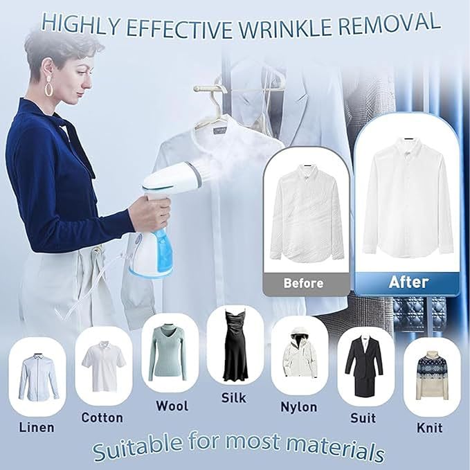Diydeg Handheld Steam Iron, 1100W Portable Fa Wrinkles Remover with 280ml Detachable Water Tank and Stainless Steel Nozzle, for Home Travel Business Trip (US Plug)