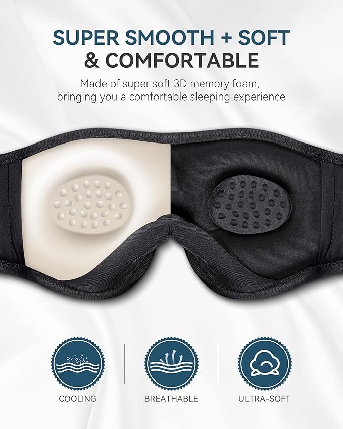 MUSICOZY Sleep Headphones Bluetooth 5.4 Headband Sleeping Headphones Sleep Mask, Wireless Music Eye Mask Sleep Earbuds for Side Sleeper Men Women Cool Tech Gadget Unique Gift Office Travel, Pack of 2