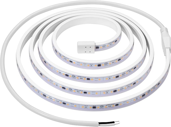 Maxxima 84 in. Hardwired LED Under Cabinet Strip Light, 3220 Lumens, 3000K Warm White, Kitchen and Living Room 120V White Cove Lighting, No Power Supply Needed