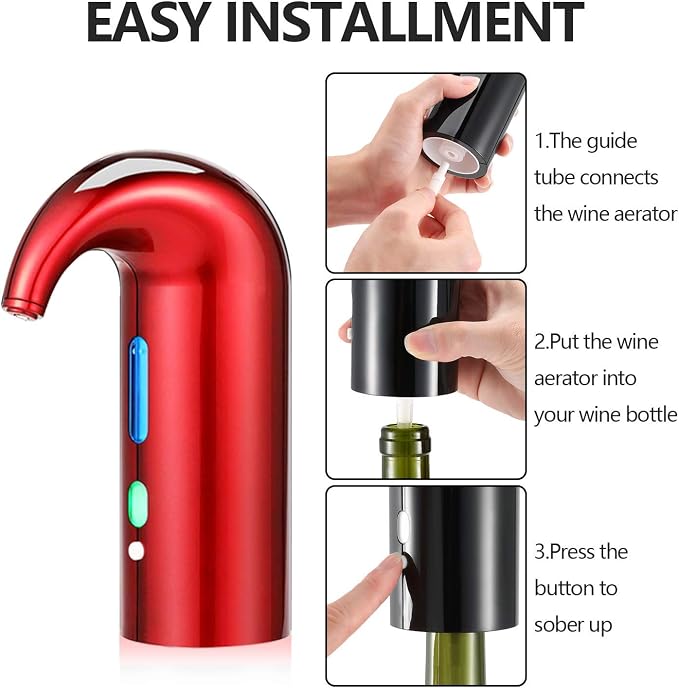 Fathers Day Wine Aerator Electric Wine Decanter – Easy One Touch Red & White Wine Accessories, Ideal for Beginners and Enthusiasts, Spout Pourer, Wine Preserver – Best Mothers Day Gift for Mom