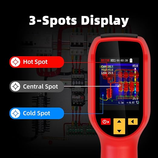 BSIDE Thermal Imaging Camera 240 x 240 Resolution Handheld Infrared Camera, 15 Thermal Palettes with 320 x 240 Full-Viewing TFT LCD for Home Inspection HVAC Electrical, 25Hz Refresh Rate, -4℉~1022℉