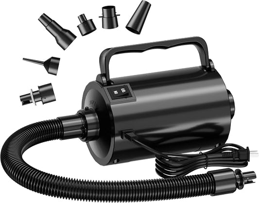 Electric Air Pump with Hose for Inflatables, High Power Inflator Deflator Blow Up Pump with 6 Nozzles, Pool Toy Float Pump for Pool Floats, Air Mattress, Toys, Gym Mat, 320W, 1.5PSI, 120V AC