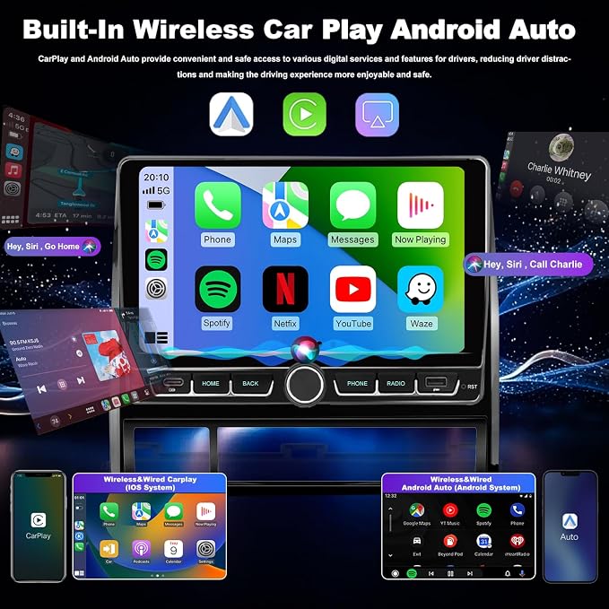 4+64G 5GWiFi Upgrade Car Radio for Toyota Tacoma 2005-2015, 9inch Android 13 Touch Screen Head Unit, Wireless Carplay Android Auto Double Din Stereo GPS Navigation Bluetooth FM SWC Truck Backup Camera
