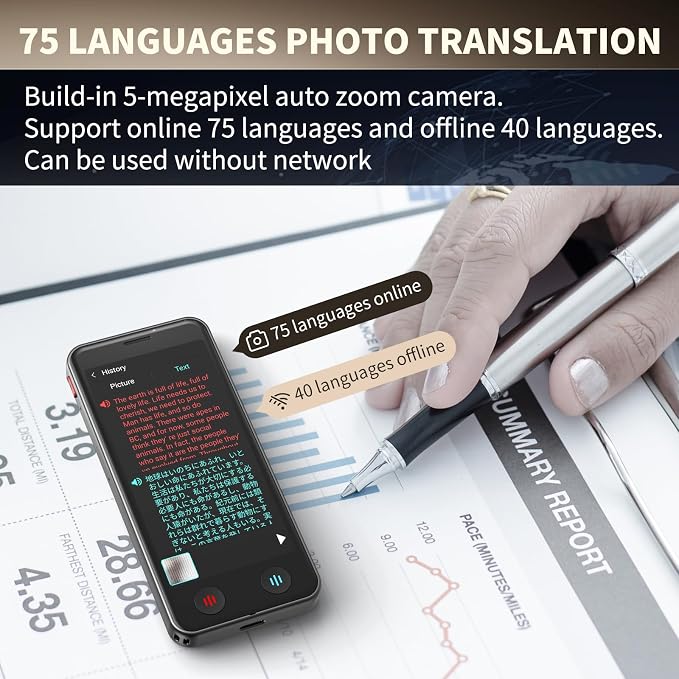 Language Translator Device No WiFi Needed, Instant Pocket AI Translator, traductor de Ingles español, Support 150 Languages Real-TimeVoice Translation, Traductor for Business Travel Study