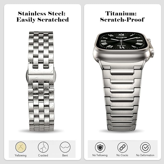 Titanium Apple Watch Band for Men Compatible with Apple Watch Ultra 3/2/1 49mm,iWatch Series 11/10/9/8/7/6/5/4/SE/3/2/1 (46/45/44/42mm),Lightweight Waterproof and Scratch Resistant Metal Strap