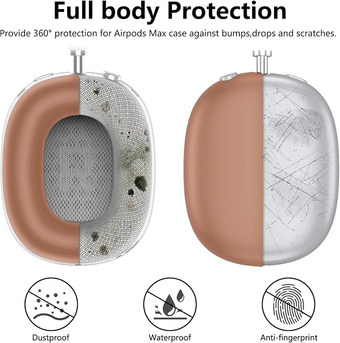 Silicone Case Cover for AirPods Max Headphones, Ear Pad Case Cover/Ear Cups Cover/Headband Cover for AirPods Max 2/1 (2026/2024/2020)(USB-C/Lightning),Silicone Accessories for Apple AirPod Max 2, Dune