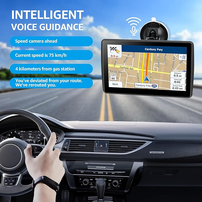7 Inch GPS Navigator for Car Truck RV, 2026 Latest Map GPS for Car with Free Lifetime Updates, Voice Guidance, Speed Alerts, Custom Routing, HD Touchscreen