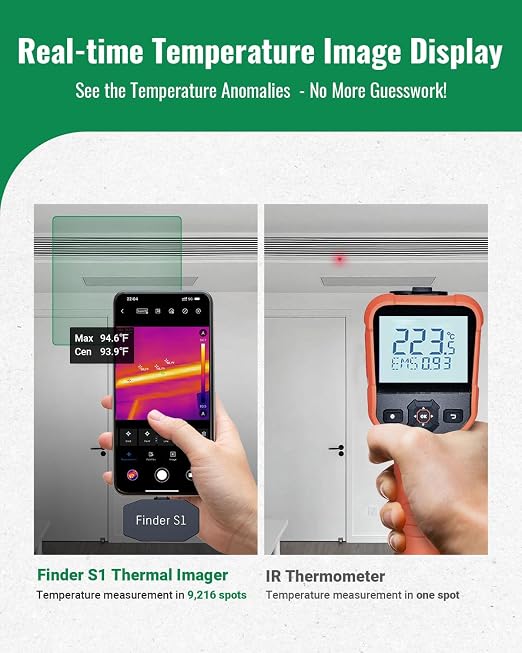 HSFTOOLS Finder S1 Thermal Camera for Android,192x192 Super IR Resolution Thermal Imaging Camera,96x96 IR Resolution, Thermal Imager for Android Phones and Tablets,Carrying Case,USB-C(not for iPhone)