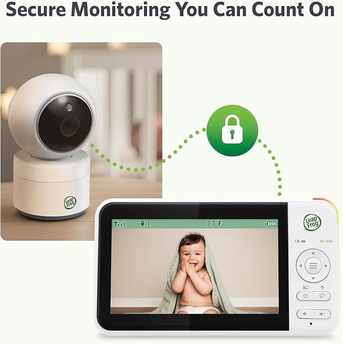 LeapFrog Video Baby Monitor - 5-Inch Color Screen, 31-Hour Battery, Secure Non-WiFi FHSS, Remote Pan Tilt Zoom, Night Vision, 2-Way Talk | LeapView 360
