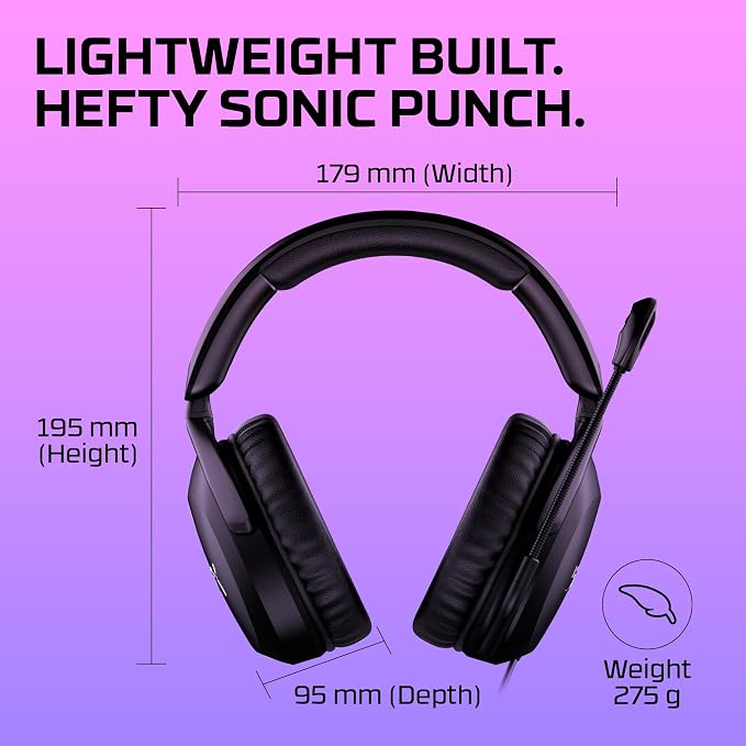 HyperX Cloud Stinger 2 – Gaming Headset, DTS Headphone:X Spatial Audio, Lightweight Over-Ear Headset with mic, Swivel-to-Mute Function, 50mm Drivers, PC Compatible, Black (Pack of 10)