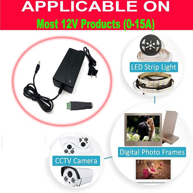 24V Power Supply Transformer, AC 100-240V to DC 24V 15A LED Adapter, 360 Watt Max for LED Strip Neon Rope String Lights, Computer Project, Recorder, TV Screen
