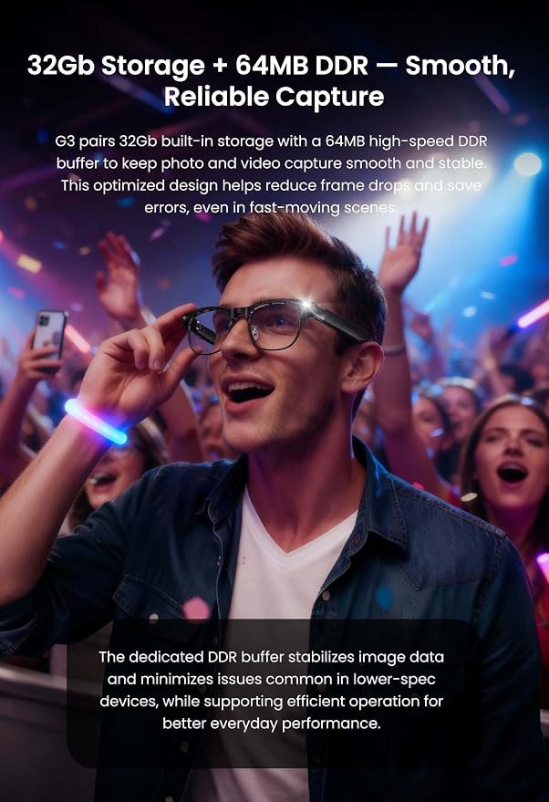 DPVR AI Smart Glasses with Camera and Bluetooth – 8MP HD Camera Glasses for Men & Women, Video Recording Glasses with Voice Assistant, 144-Language Real-Time Translation, for Travel, Work, Music, Vlog